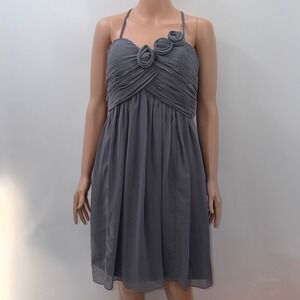 Alexia Designs Grey Chiffon Rosette Halter Dress Whimsigoth Coquette Prom 10
